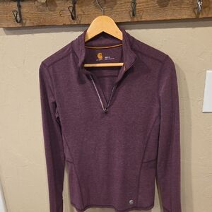 Carhartt Women's Heathered Plum Long Sleeve Quarter-Zip Tee Size XS